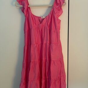 Blu Pepper Pink Ruffled Sundress Sleeveless V-neck
